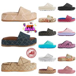 luxury slippers brand designers Women men summer beach Platform Sandals outdoor Loafers Soft Cloud slides shoes Embroidery Plaid Flat Flip Flops slipper