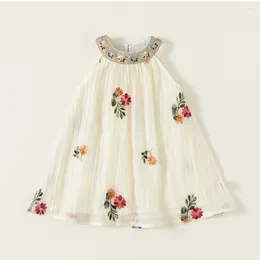 Girl Dresses Sweet Floral Girls Beach Dress Summer Cosy Mesh Strap Kids For Toddler Clothing Children Boho Clothes 0-24M