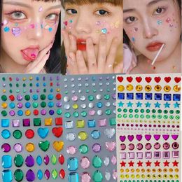 Tattoo Transfer New Rhinestone Face Sticker Glitter Face Festivals Accessories for Children Face Gems Jewels Stickers Decoration Makeup Crystals 240426