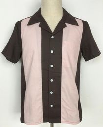 Men's Casual Shirts Candow Look Men Vintage Bowling Two Tone Ash Gray&pastel Pink