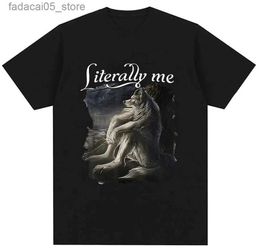 Men's T-Shirts Sitting on the wolf I am an interesting meme printing new styles of T-shirts summer street clothing casual short sleeves hip-hop retro T-shirt tops Q240425