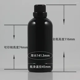 Storage Bottles 100ml Glass Bottle Black Round Essential Oil Sale Well Shiny Spray Color With Screw Cap