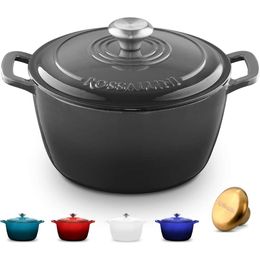 Versatile Enameled Cast Iron Dutch Oven for Perfect Roasting, Baking, Sauteing, and Bread Making | Non-Stick Pot with Tight Fitting Lid | 5.5Q (5.2L) - Indigo Blue