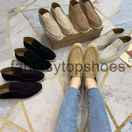 Loro Piano LP Shoes Walk ankle Dress suede boots Sneaker Open loafers Lady women leather outsole Women shoe Men Casual Flats shoes Luxury Designer