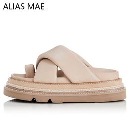 ALIAS MAE Designer leather sandals women's summer Halloween dress shoes New Slip-on thick sole non-slip flip-flops have logo large size women's shoes