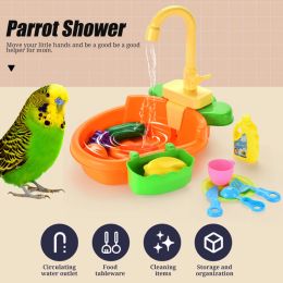 Feeding Parrot Perch Shower Pet Bird Bath Cage Basin Parrot Bath Basin Parrot Shower Bowl Birds Accessories Parrot Toy Bird Bathtub 1Pc