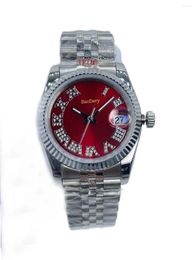 Wristwatches 36mmWomen's Waterproof Watch With Roman Numerals - Diamond Bezel Stainless Steel Strap