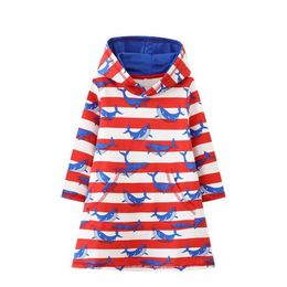 Girl's Dresses Jumping Meters 2-7T Animals Princess Girls Dresses Cotton Autumn Spring Childrens Clothes Autumn Kids Whale Toddler DressL2405