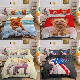 sets Cute dog printed luxury bedding animal queen bedding set duvet cover set with pillowcase comforter bedding sets kids bed set