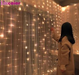 3m 100200300 LED Window Curtain String Light Flash Fairy Garland Wedding Party Decoration Home Outdoor Christmas Year112665731