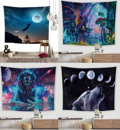 Magical Animal Tapestries Wolf Lion Cat Forest Printed Tapestry Wall Hanging Decorative Background Cloth for Dorm Living Rome Gard6241329