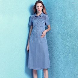 Casual Dresses Blue Floral Lace Jeans Dress Tube Maxi Plus Size Women Beach Long Cotton 2024 Summer Autumn Boho Fem Me Sexy Slim Hollow