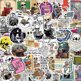 Tattoo Transfer 10/50PCS Funny Skull Reading Books Stickers Aesthetic DIY Phone Bottle Luggage Laptop Skateboard Car Graffiti Decals Toy Sticker 240426