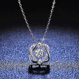 Sier S925 Sterling Pendant Mosang Stone Lingdong Necklace Womens Siamese Star Jumping Heart Sier Pendant Collar Chain