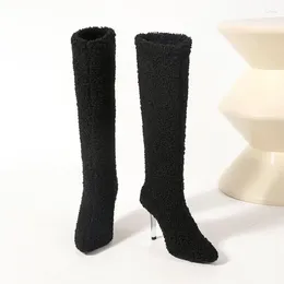 Boots Shoes Suede Sexy Over-the-Knee Black Plush Warm Women Winter Thin High Heel Long Fashion Plus Size 41