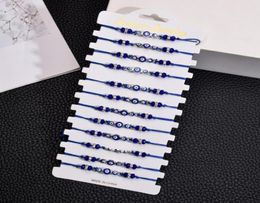 Couples Women 12pcsSets Blue Turkish Evil Eye Charms Bracelets Crystal Bead Adjustable Rope Chain Anklets Child Girl Jewellery 154 7207310