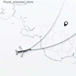 Pendant Necklaces Sole Memory Sweet Cute Mini Plane Literary Silver Edge Chain Necklace Womens Fashion Jewellery Party Birthday Gift Q240426