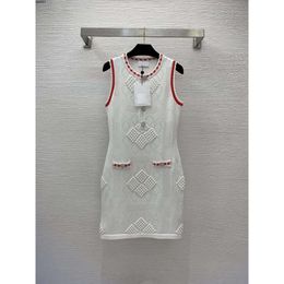 Summer Dresses Women Dress Designer Clothes New Sexy Hollow Perspective Round Neck Sleeveless Elastic Slim Knit High Quality Women