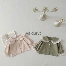 Kids Shirts 0-2Y New Spring Baby Shirt Girls Lovely Lace Coat Toddler Outwear Clothes Infant Cute Blouse H240426