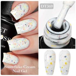 Nail Polish MEET ACROSS 7ml Cream White Nail Gel Polish Snowflake Cream Shining Colourful Semi Permanent UV Gel Varnish Nail Art For Manicure Y240425