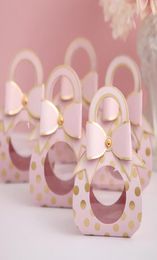 Gift Wrap 24pcs Wedding Favors Boxes Clear Window Candy Packaging Box Kraft Paper With Handle Chocolate Decor1714911