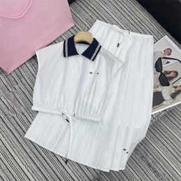 Womens Designer Clothing Two Piece Set Fashion Dress New Summer Cotton Lightweight Button Simple Shirt and High Waist Solid Colour Casual Skirt Woman Clothes Suit