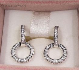 Authentic 925 Sterling Silver P Sparkling Double Hoop Stud Earrings luxury for women men girl Valentine day birthday gift 292860861