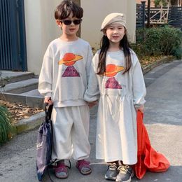 Clothing Sets Spring Children's Set BoysGirls Leisure Sweater Mid Length Dress Siblings Attire Family Matching Outfits