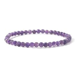 Beaded 4MM Mini Amethyst Bead Bracelet Energy Small Natural Stone Declaration Charm Coupler