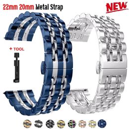 22mm 20mm Stainless Steel Strap for Watch 3 4 5 45mm Gear S3 46mm 42mm Active2 40 44mm Metal Strap Wristband Bracelet 240409