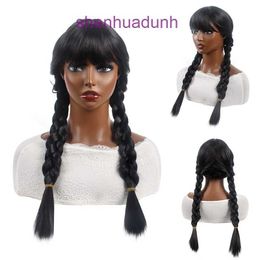 Riqi Liu Hainv Long Hair Black Wednesday Double ponytail Fried Dough Twists Braid cos Anime Headgear