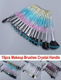 15pcs Colorful Makeup Brushes Set Crystal Brush Face Eye Lip Eye Shadow Eyeliner Eyebrow Eyelash Edge Control Brush Brochas Cosmet3391998