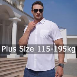 Shirts for Men Plus Size 1XL-7XL Short Sleeve Solid Color Business Formal Shirt Big Size Summer White Shirt 115-205KG 240420