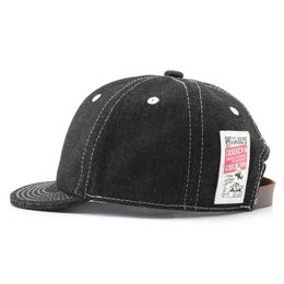 Ball Caps New Outdoor Sports Fashion Mens Denim Short-Brimmed Baseball Cap Korean-Style Womens Sunshade Cap Male J240425