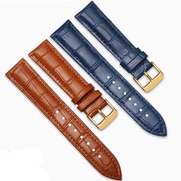 Watch Bands Authentic leather strap 16mm 18mm 20mm 22mm 24mm steel strap with pin buckle high-quality wristband bracelet+tools 240424
