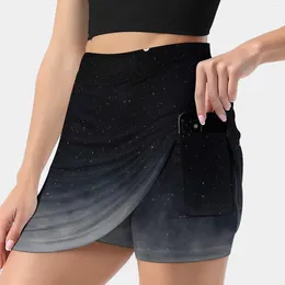 Skirts After We Die Women's Skirt Y2K Summer Clothes 2024 Kpop Style Trouser With Pocket Landscape Moon Night Sky Clouds Blue