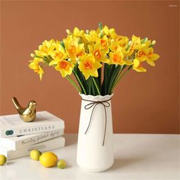 Decorative Flowers Artificial Yellow Silk Daffodil Bunch - 3 Heads Spring