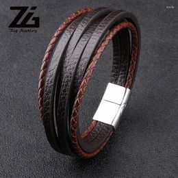 Charm Bracelets Wholesale Men's Leather In Black And Brown Colour With Magnetic Elegent Pulseiras Bangle Male Jewellery