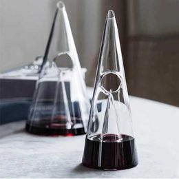 O26F Bar Tools 350/750ml Pyramid Falls Red Wine Dispenser Glass Antidote Brandy Decorative Wine Bottle Bar Champagne Water Bottle Beverage Glass Gift 240426