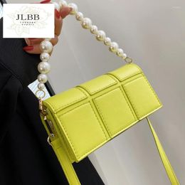 Shoulder Bags Fashion Stitched Leather Small Handbag Pearl Baguette Summer Little Bag Cute Side Crossbody For Women Sac