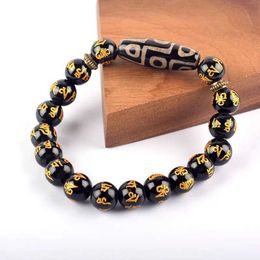 Beaded Vintage Saffron Agate Nine Eyes Dzi Beads Charming Bracelet with Rich Water Prayer Meditation Jewelry for Men Pulsera