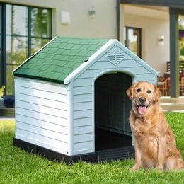 Cat Carriers Crates Houses Large plastic dog house outdoor and indoor dog shelter waterproof easy to assemble sturdy and ventilated dog house 240426