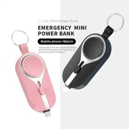 Cell Phone Power Banks 3000mAh mini emergency compatible keychain power bank with wireless charging suitable for watches iPhones Huawei smartphones 240424