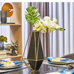 Vases Geometric Metal Vase Decoration Modern Flower Arrangement Dried Accessories Light Luxury Living Room Home
