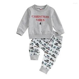 Clothing Sets Toddler Baby Girl Boy Fall Winter Clothes Long Sleeve Pullover Sweatshirt Top Elastic Pants Born Christmas Outfit