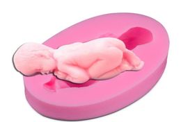 Silicone Mould 3D Sleeping Baby Shower Mould Cake Topper Modelling Tool silicone fondant mold29124557607