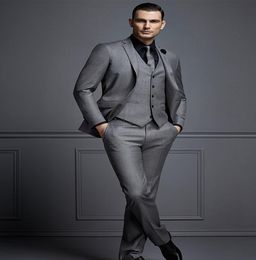 Sexy Dark Grey Mens Suit New Fashion Sexy Groom Suit Wedding Suits For Men Slim Fit Groom Tuxedos For Man JacketVestPants5080254