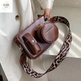 Bag Vintage Camera Shape Women Shoulder Bags Designer Wide Leopard Straps Messenger Luxury Pu Leather Crossbody Chic Purses