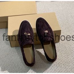 Loro Piano LP flats walk shoes charms Luxury embellished suede loafers mens low top flat slip on comfort shoe 38-45Box
