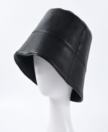 New Autumn Winter Women Hats Fashion Lady PU Leather Waterproof Bucket Rain Hat Foldable Fishmen Cap Whole 2011049180945